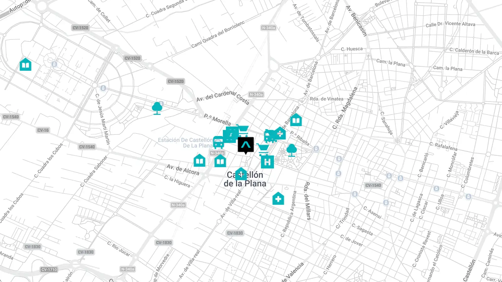 Mapa de situación de Ribalta Green Plaza, calle Borriol-Villafamés, Castelló de la Plana